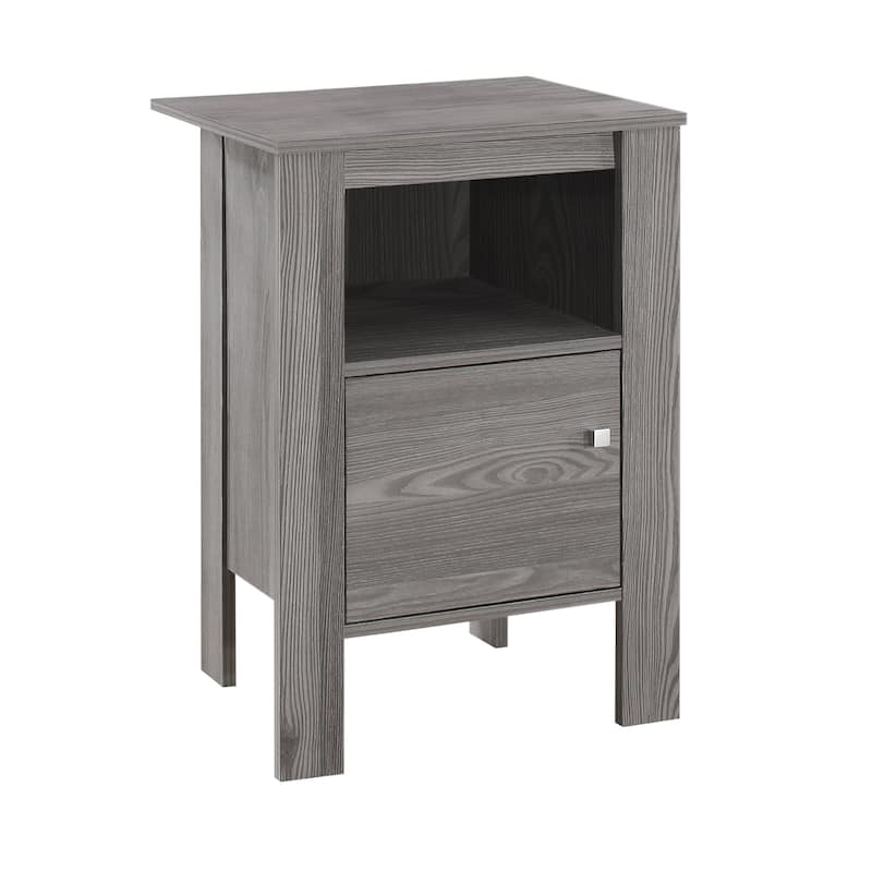 Contemporary 24" Wood Rectangular End Table with Shelf and Cabinet Modern Living Room Nightstand - 17.25"L x 14"W x 24.25"H - Grey
