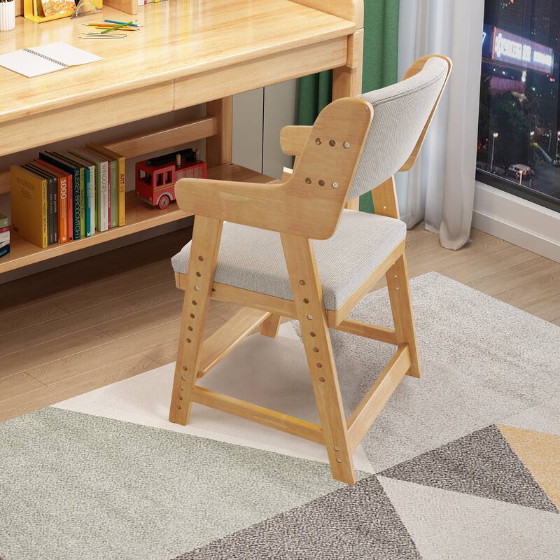 Kid's Chair, Lift Adjustable Backrest Chair, Children's Sitting Posture Correction Solid Wood Writing Study Chair