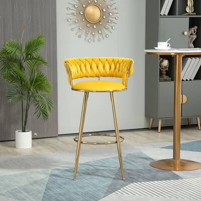 Velvet Counter Height Dining Chairs Bar Stools with Footrest
