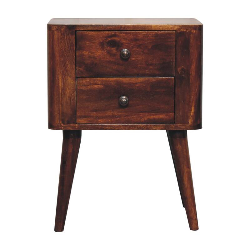 HomeRoots 24" Chestnut Solid Wood Square Two Drawer Nightstand