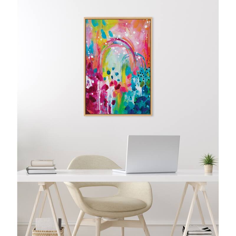 Kate and Laurel Sylvie Rainbows Framed Canvas by Rachel Christopoulos