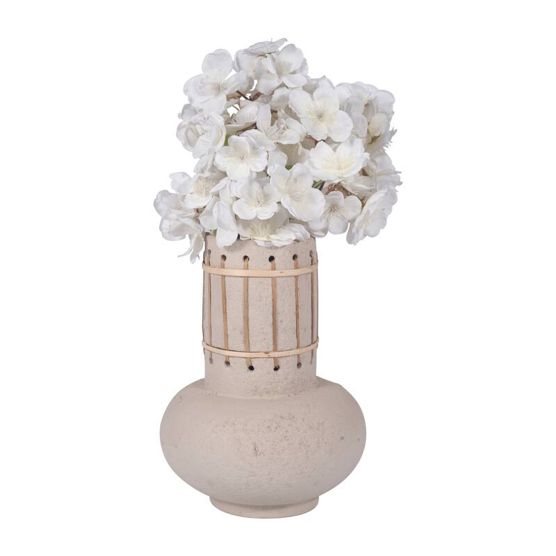 Sagebrook Home Ecomix Ivory Weave Nomad Vase, Round, Solid Color, Flower Arrangement Centerpiece