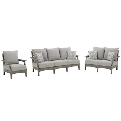 Signature Design by Ashley Visola Gray 4-Piece Outdoor Seating Package - 80"W x 33"D x 37"H