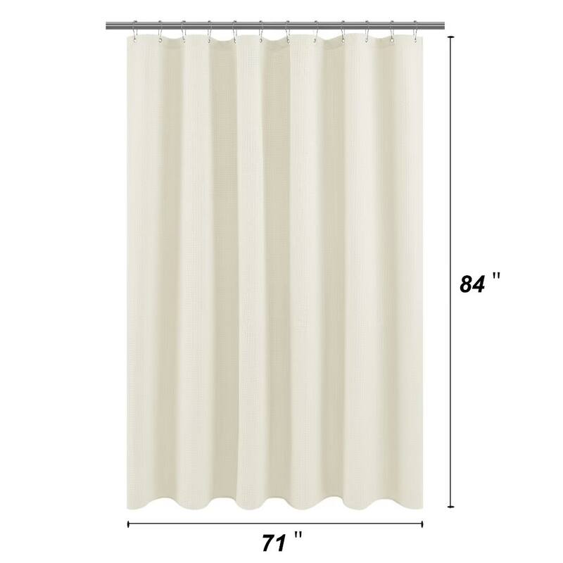 Dobby Waffle Shower Curtain with 12 Metal Hooks
