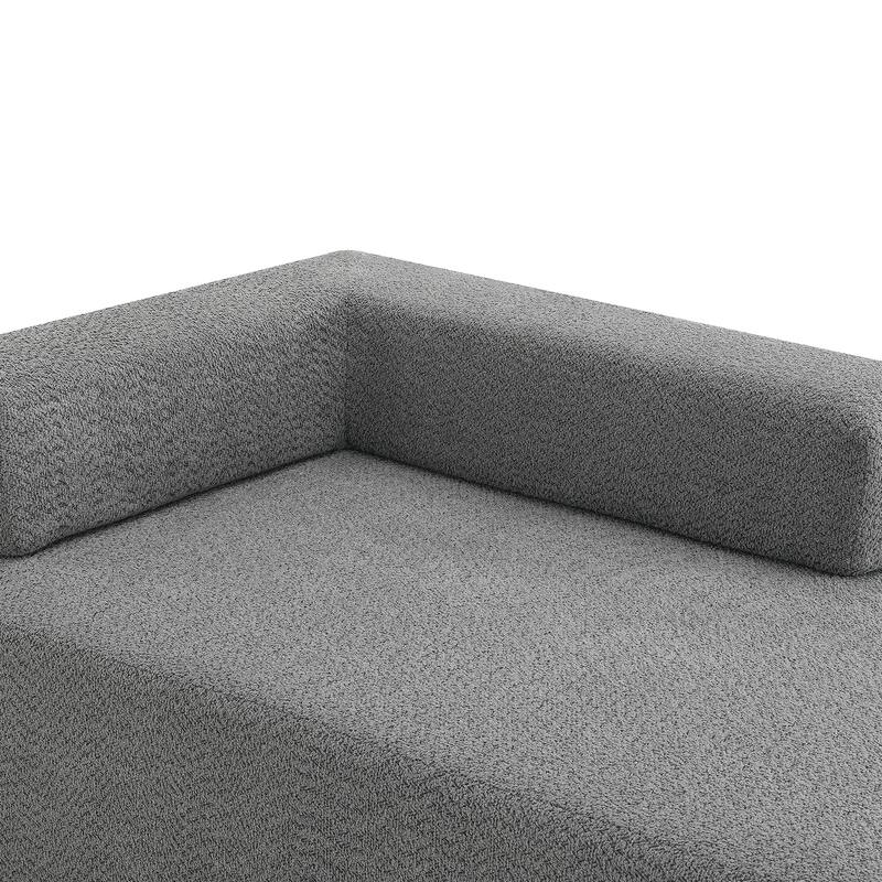 Boucle Fabric Oversized Modular Lounge Sofa Frame with 2 Pillows, No Assembly Required