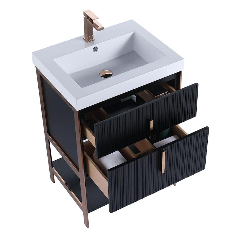 Fine Fixtures Serenity Modern Bathroom Vanity with White Gel Acrylic Top