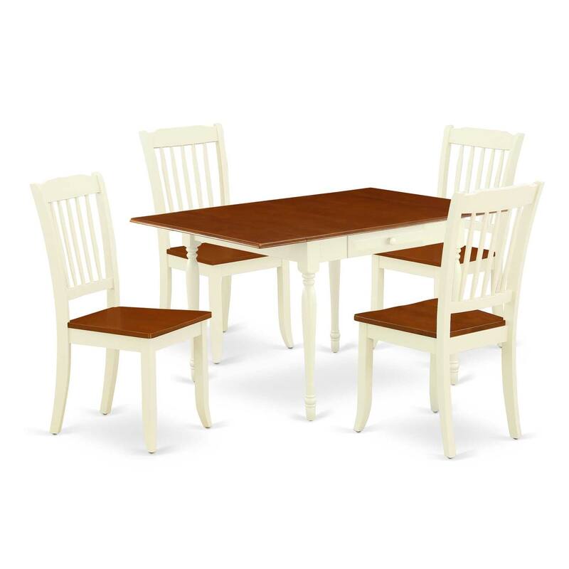 5-Piece Buttermilk and Cherry Solid Wood Top - Dining Room Set - Seats 4
