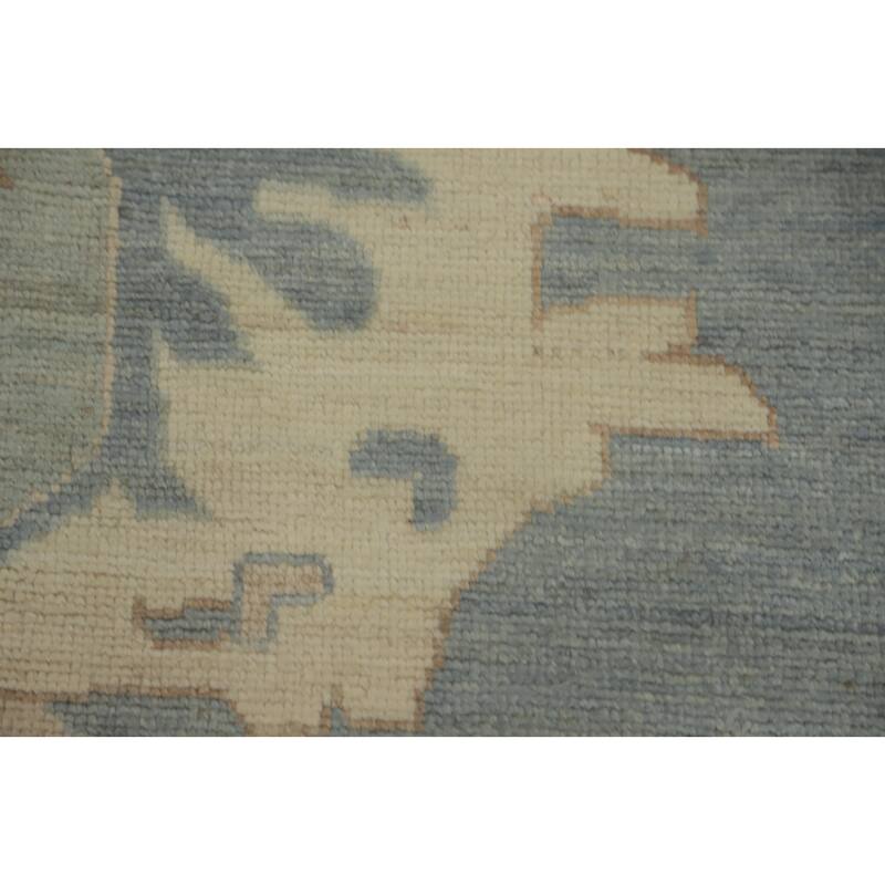 Handmade Floral Oushak Vegetable Dye Large Rug, Floral Geometric Carpet - 14' 4'' X 12' 1''