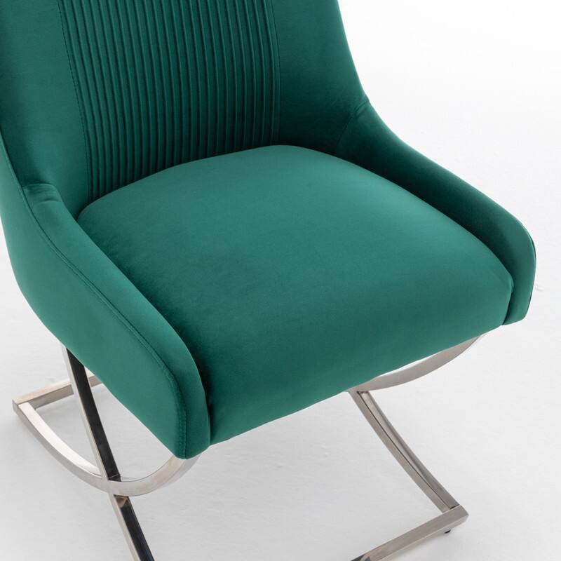 Modern Contempoary Velvet Dining Chair Set of 2 with Metal Frame Legs and Back Pull