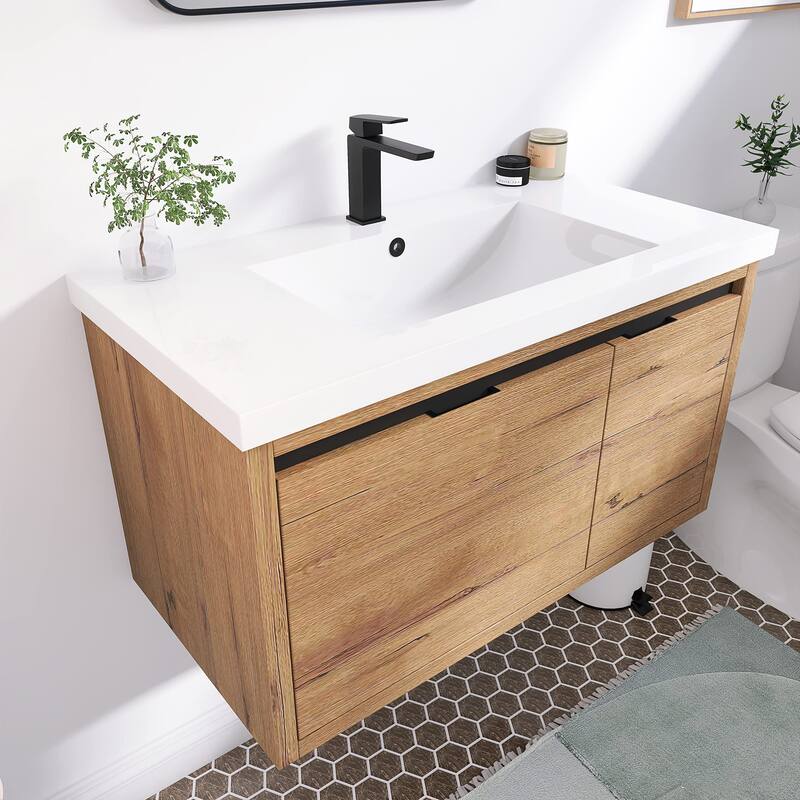Beingnext 24"/30"/48" Bathroom Vanity with Sink, Floating Bathroom Vanity With Soft Close Door