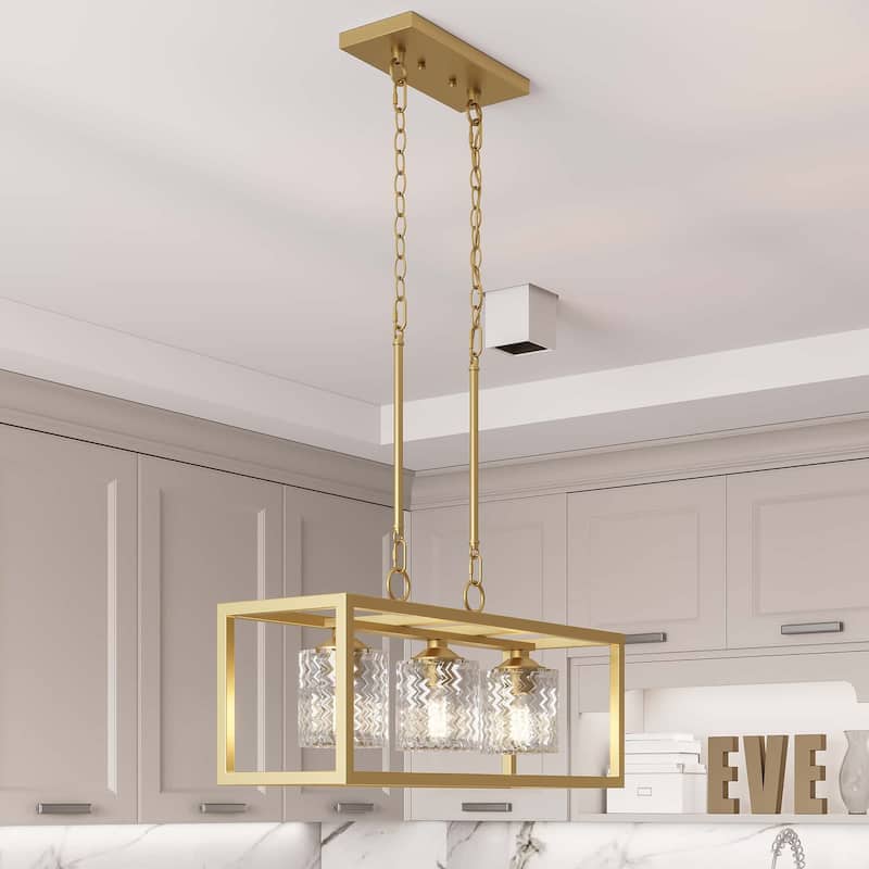 Moulins 3-ight Linear Modern Farmhouse Rectangle Chandelier with UL Certified - 25in