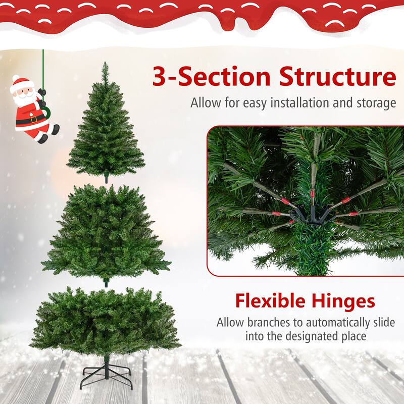 Gymax Artificial Christmas Tree w/990 Branch Tips 1000 Warm White LED