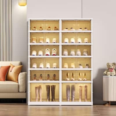Mieres Shoe Storage Cabinet, 6-Tier Large Modern Shoe Organizer Cabinet with Doors, Foldable Shoe Rack Organizer