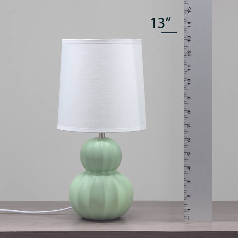 Stacked Double Gourd Ceramic Table Lamp with Tapered Shade - 12.5" - Sage Green