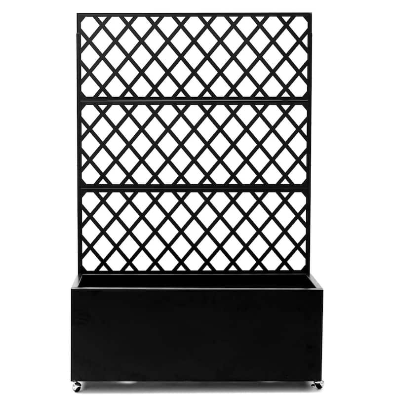 71"x46"x16" Galvanized Steel Raised Garden Bed with Trellis & Privacy Screen - N/A