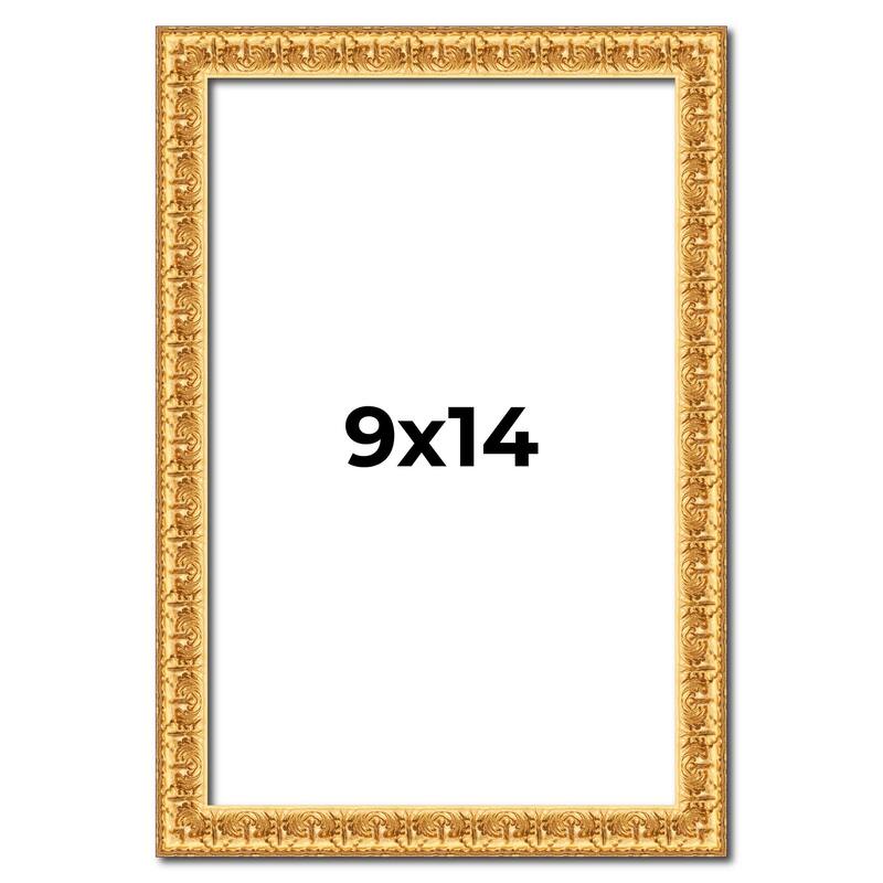 9x14 Frame Gold Real Wood Picture Frame Width 1 inches | Interior