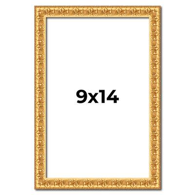 9x14 Frame Gold Real Wood Picture Frame Width 1 inches | Interior