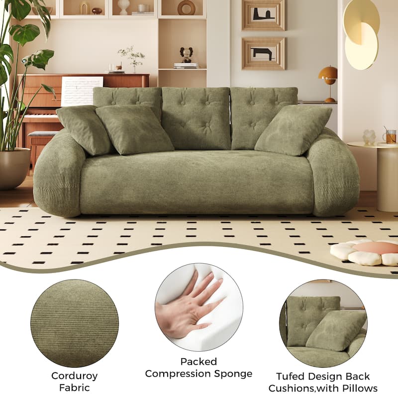Foldable Corduroy Sleeper Sofa Bed