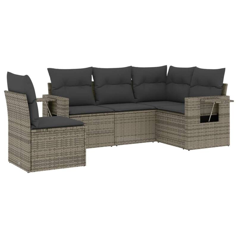 vidaXL Patio Sofa Set with Cushions Outdoor Conversation Furniture Poly Rattan