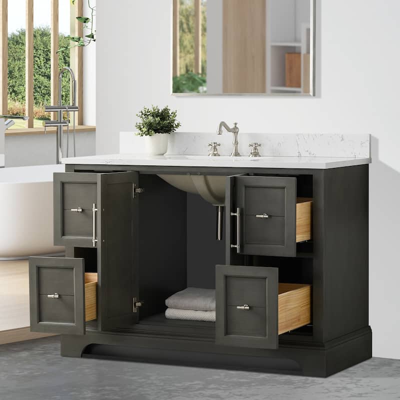 Vanity Art 48" Single Sink Bathroom Vanity with Top & Backsplash