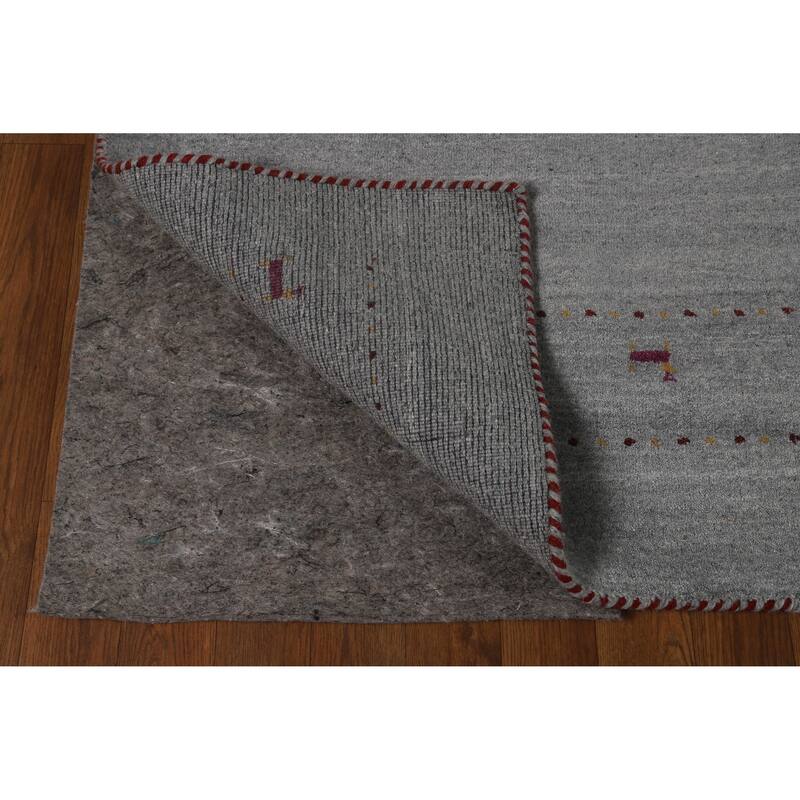 Hand Knotted Oriental 100% Wool Carpet Tribal Animal Pictorial Greys & Charcoal Gabbeh Area Rug - 7' 10'' X 5' 0''