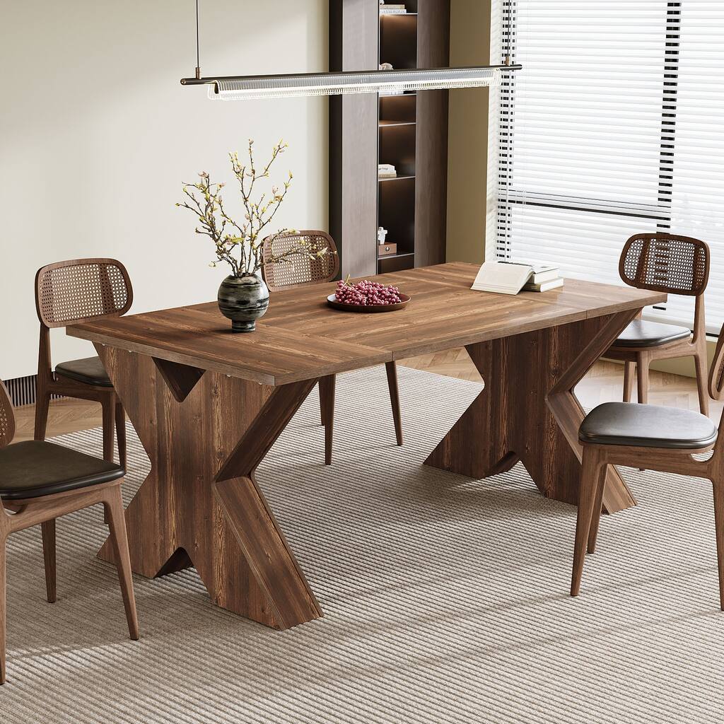 63-Inch Rectangular Farmhouse Wood Dining Table for Dining Room Kitchen