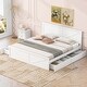 preview thumbnail 2 of 22, King Size Wooden Platform Kids Bed with 4-Storage Drawers, Support Legs, Headboard and Durable Pine, Easy to Assemble, White