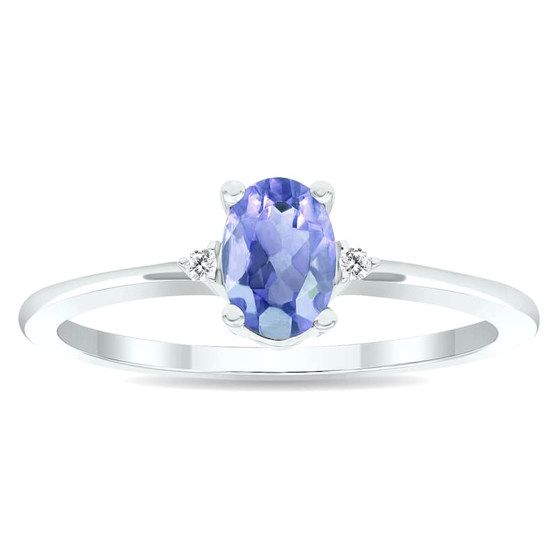 Women's Tanzanite and Diamond Classic Band in 10K White Gold