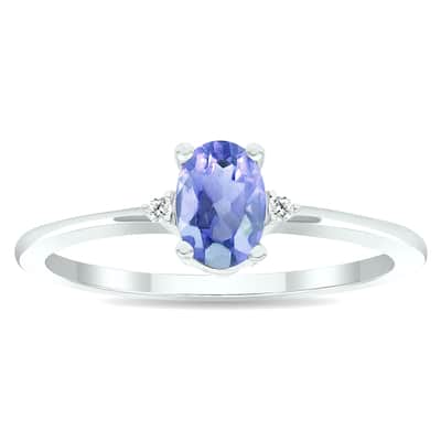 Women's Tanzanite and Diamond Classic Band in 10K White Gold