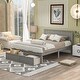 preview thumbnail 10 of 15, Solid Wood Full Size Platform Bed Frame with Under-Bed Drawers, Slats Grey