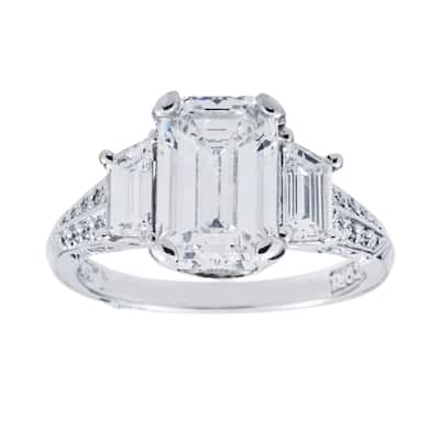 House Of Leon Platinum 3.07ct Emerald Diamond Engagement Ring 4.27ctw GIA