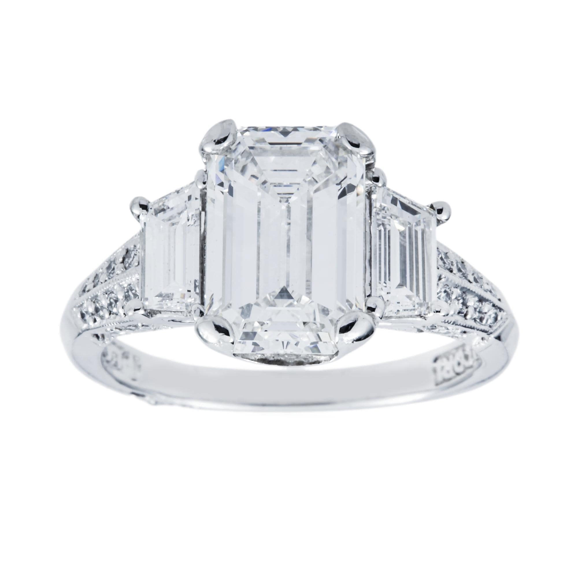 House Of Leon Platinum 3.07ct Emerald Diamond Engagement Ring 4.27ctw GIA