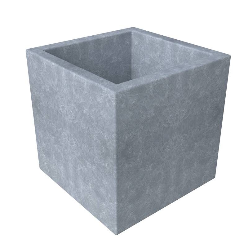 Fern Modern Square Fiberstone and MGO Clay Planter with Drainage for Indoor & Outdoor Home Office Patio Yard Decor - 12 Inch - Grey