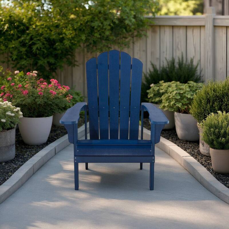 West Outdoor Patio Adirondack Chair, 30 Inch, Wood Style Blue Finish
