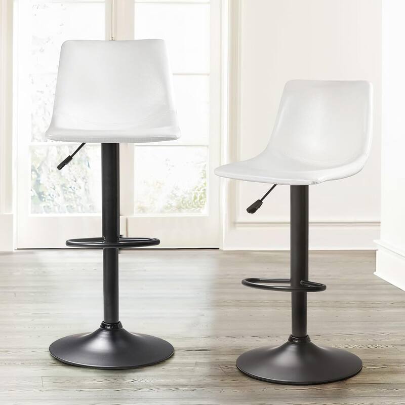 Bossin Adjustable Swivel Bar Stools with Backs – Counter Height - Set of 2 - White
