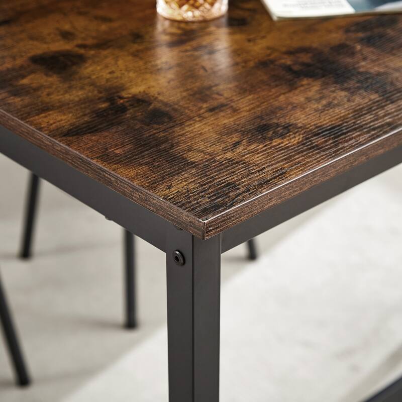 Bar Table and Chairs Set for 6, Dining Table 7 Piece Set, Pub Counter Height Table w/6 PU Leather Bar Chairs for Breakfast Nook