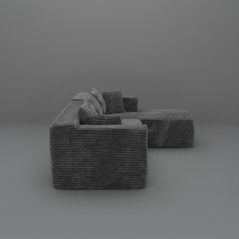 Black L-Shaped Compressed Foam Sofa – Ready-to-Use Sectional Couch with Chaise