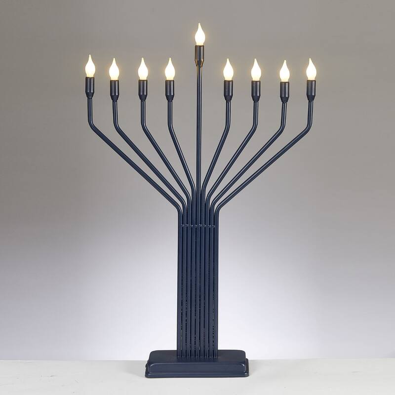 LED Lighted Knesset-Style Menorah - 24" - Navy