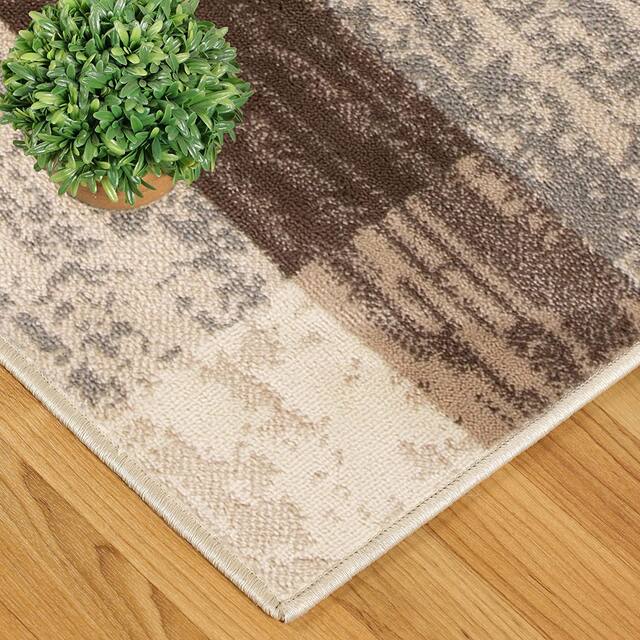 Miranda Haus Geometric Modern Patchwork Polypropylene Indoor Area Rug