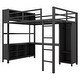 preview thumbnail 11 of 12, Black Full Size Metal Loft Bed with Wardrobe, Desk, and Storage Shelves