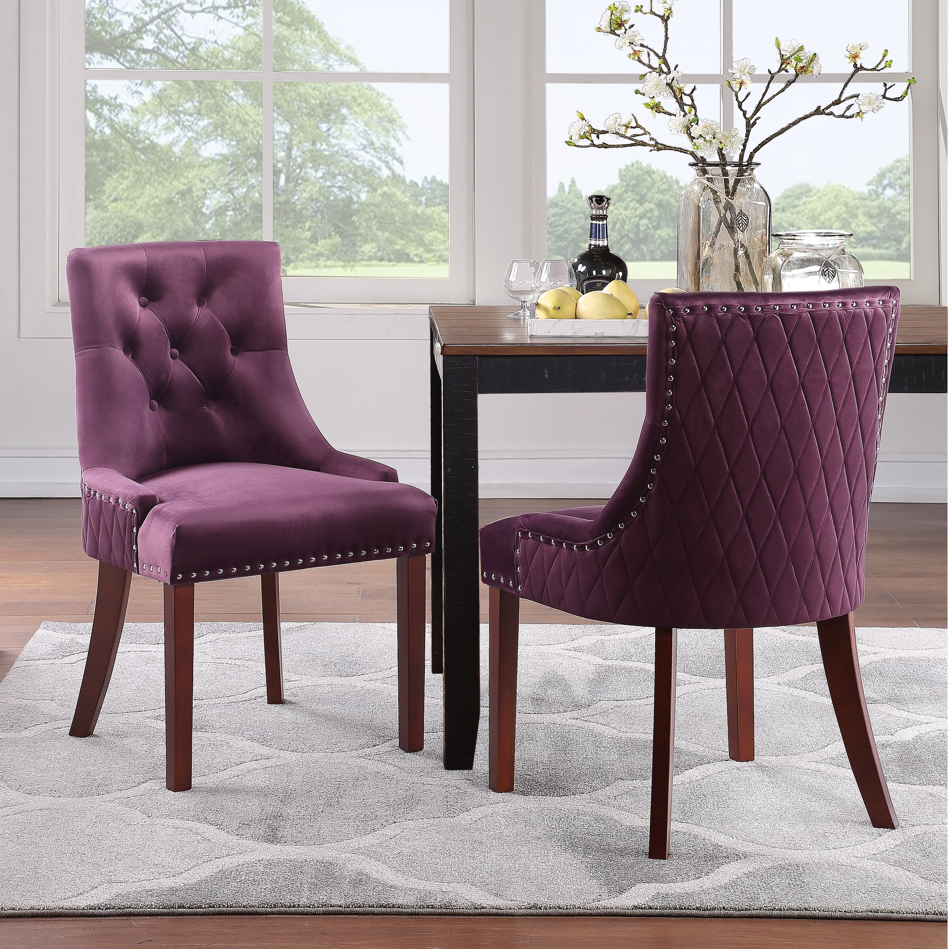 Silver Orchid Flohr Tufted Velvet Dining Chairs Set of 2 On
