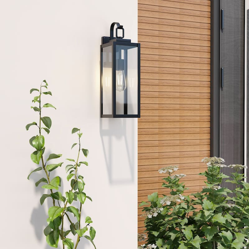 2 Pack 1-Light Matte Black Outdoor Wall Light - 7"x8.81"x22.5"