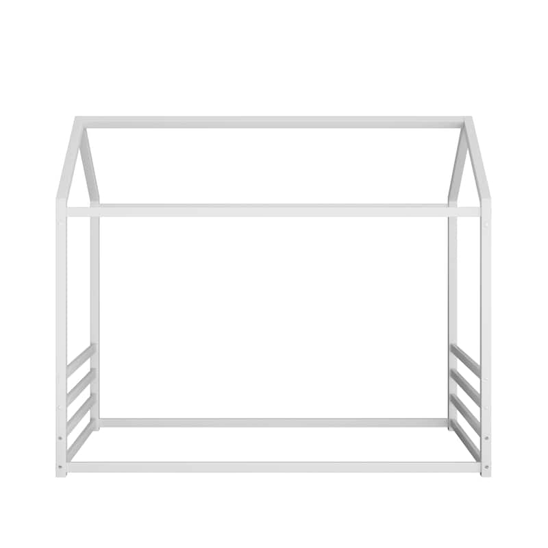 Montessori House Metal Floor Bed with End Guardrails by Harper&Bright Designs