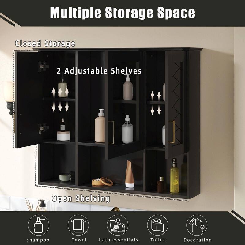 35" 2-in-1 Wall-Mounted Medicine Cabinet - High-Definition Mirror with Storage, Adjustable Shelves & Soft-Close Doors