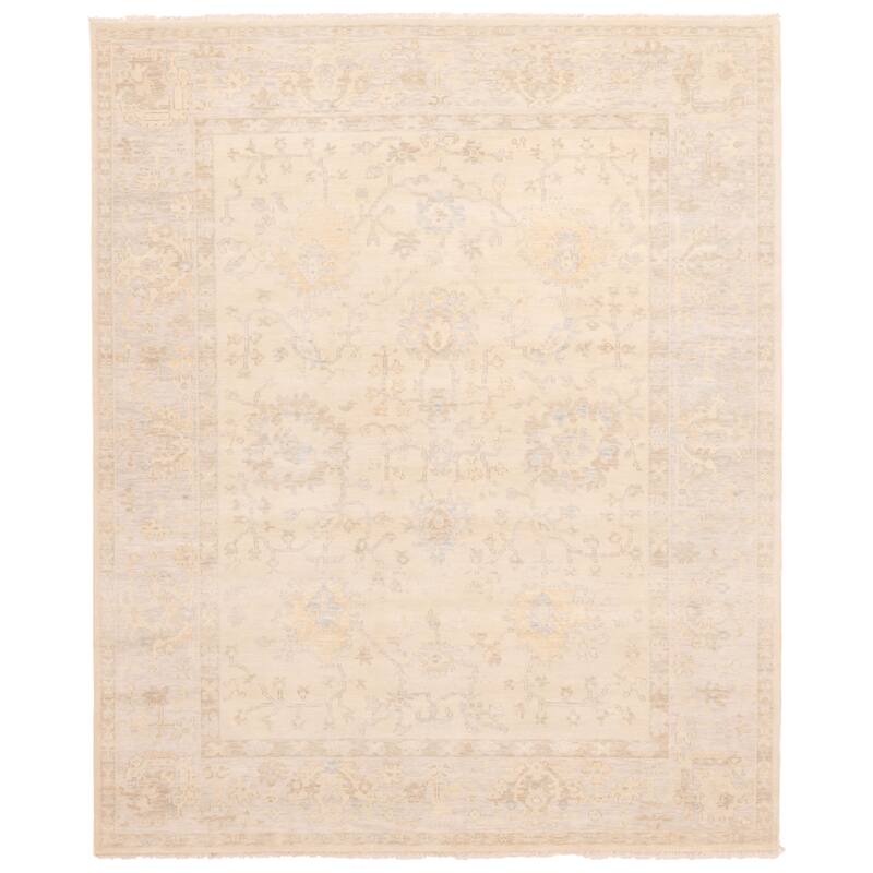 ECARPETGALLERY Hand-knotted Modern Oushak Light Khaki Wool Rug - 8'2 x 10'0