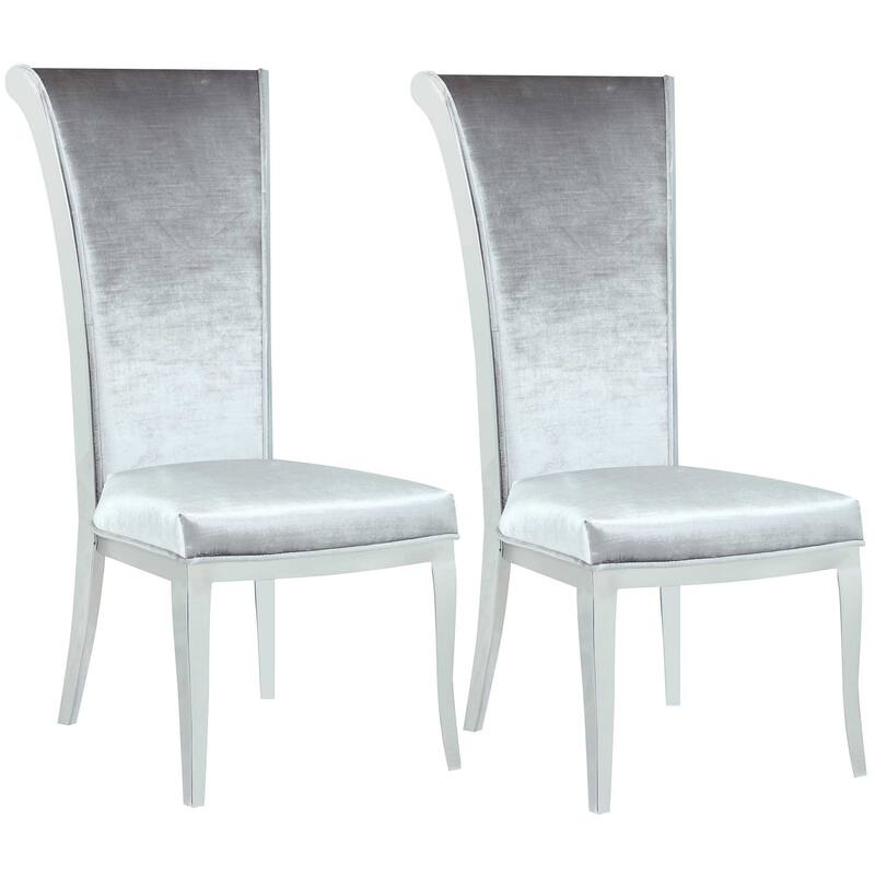 Somette Contemporary Tall Roll Back Side Chair, Set of 2 - Grey