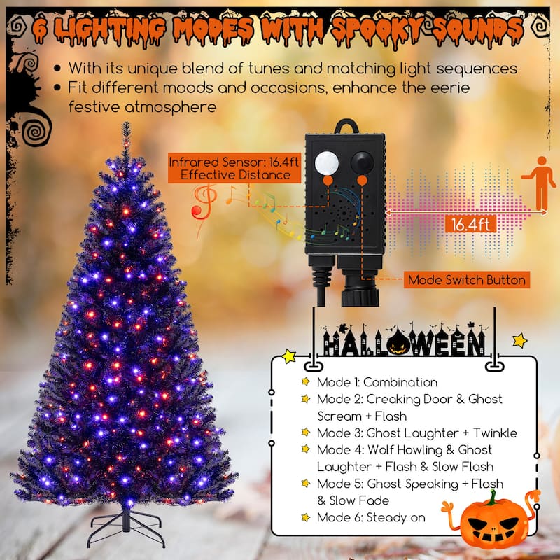 Gymax 6/7/8 Halloween Tree Artificial Decoration Tree w758/1040/1408 - See Details