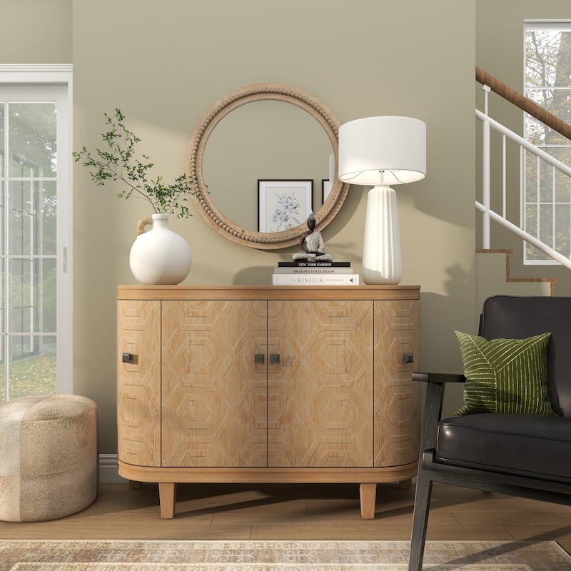 Contemporary Wood Distressed Wall Mirror with Beaded Detailing - Brown or White