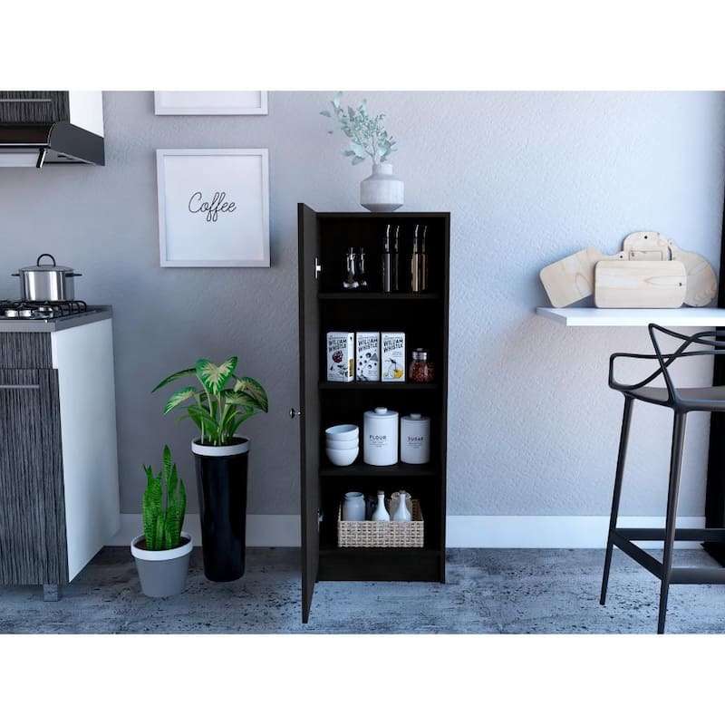 Belleria 47-Inch High Single Door Pantry with Four Interior Shelves - N/A