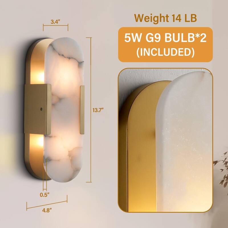 KAYLA Dimmable LED Polished Wall Sconce With Alabaster Shade (Set Of 2)